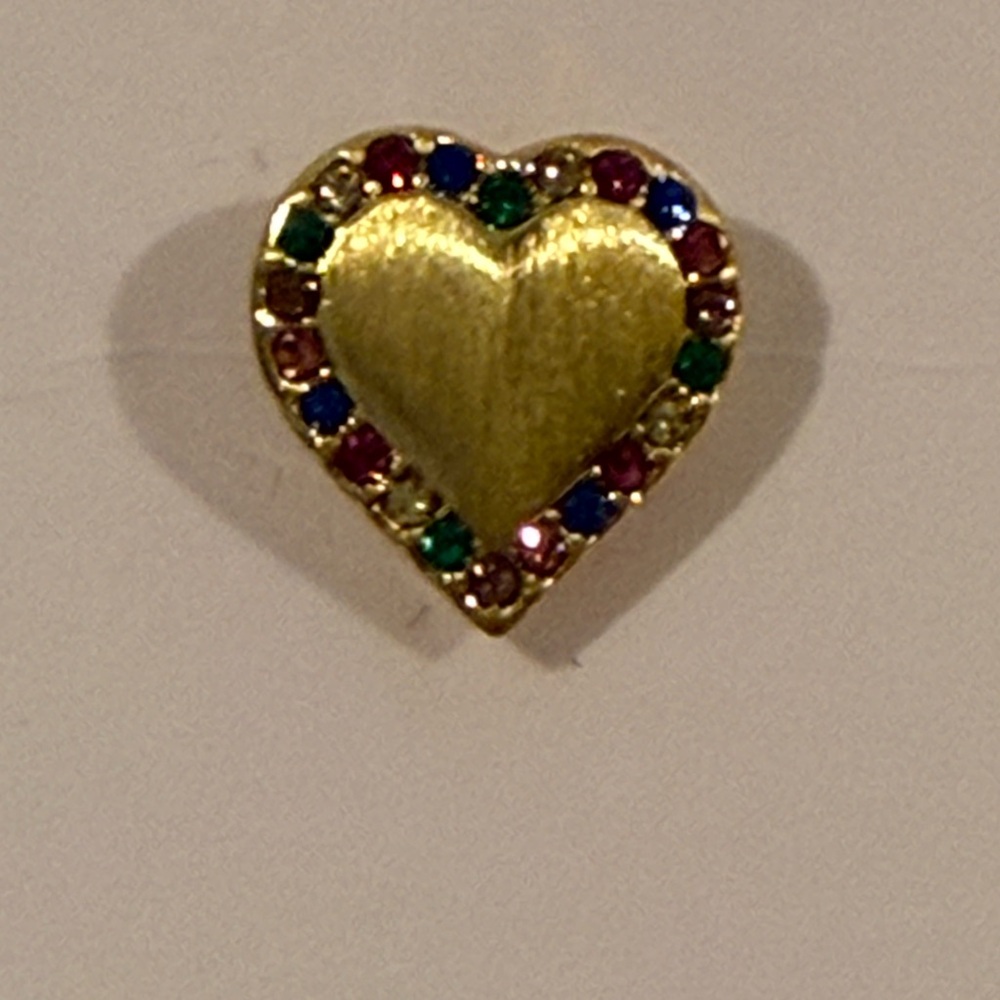 kate spade Gold Heart Stud Earrings with Multicolor Gems NWT - Picture 3 of 3